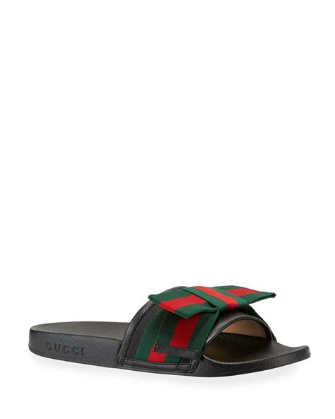 gucci flat pursuit slide with bow|Gucci slides saks fifth.